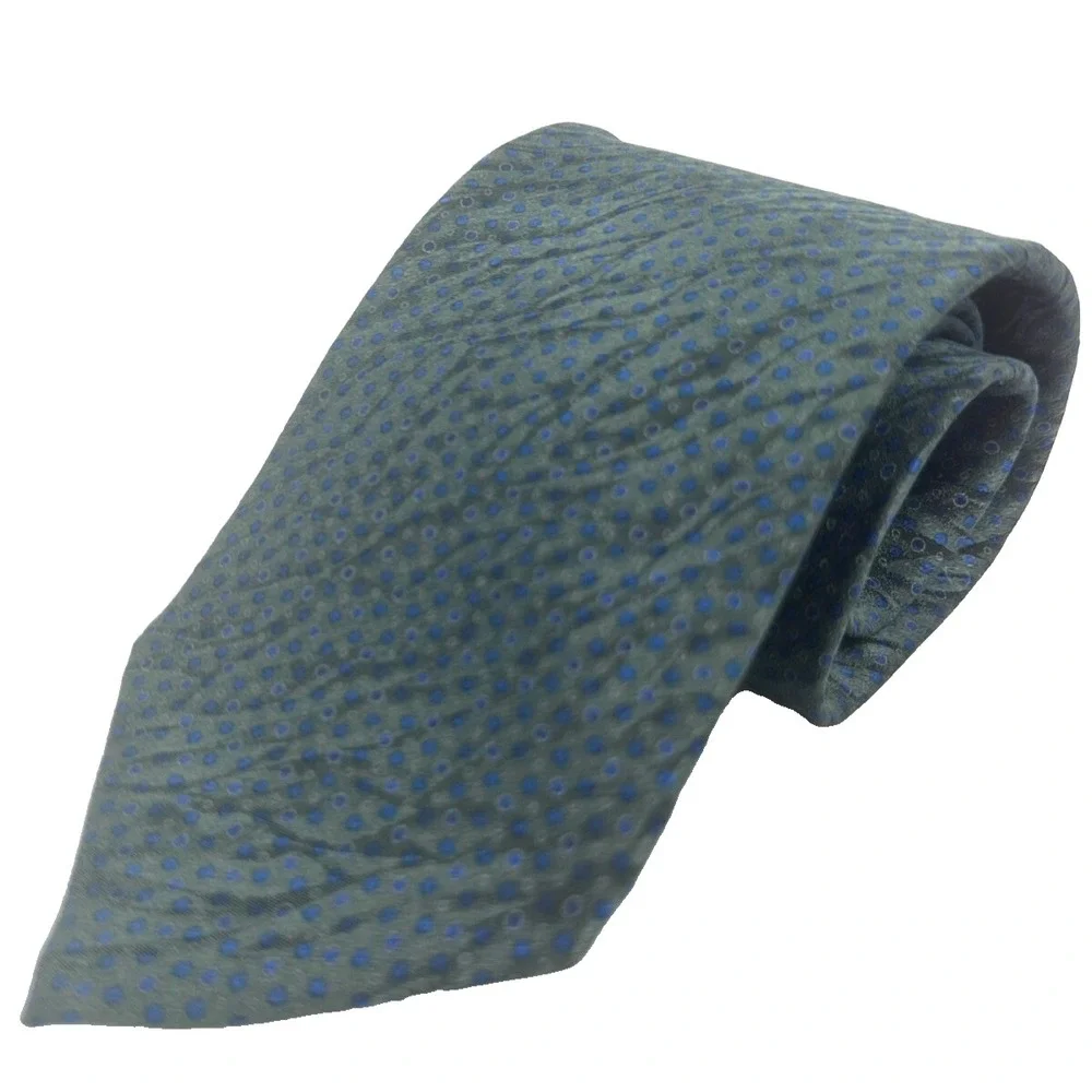Stafford Men's Designer Teal Geometric Dot Novelty Neck Tie 100% Silk Italy